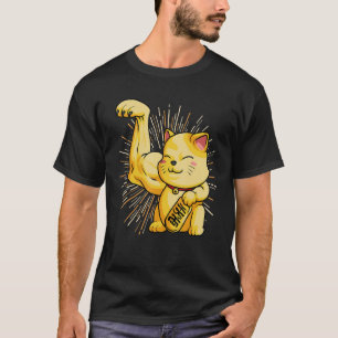 Maneki Neko Lucky Cat Cute Musea Arm Japans T-shirt