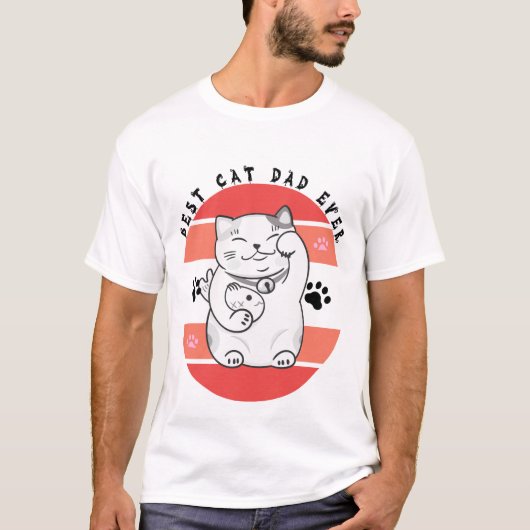Maneki Neko Lucky Cat Dad Father's Day T-shirt (Voorkant)