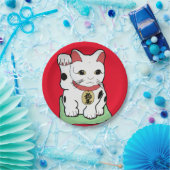 Maneki-Neko / Lucky Cat Emoji Papieren Bordje (Feest)