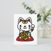 Maneki Neko (Lucky Cat) Feestdagenkaart (Staand voorkant)