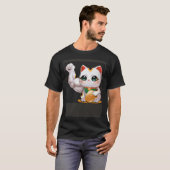 Maneki neko lucky cat gym bro pump flex swole t-shirt (Voorkant volledig)