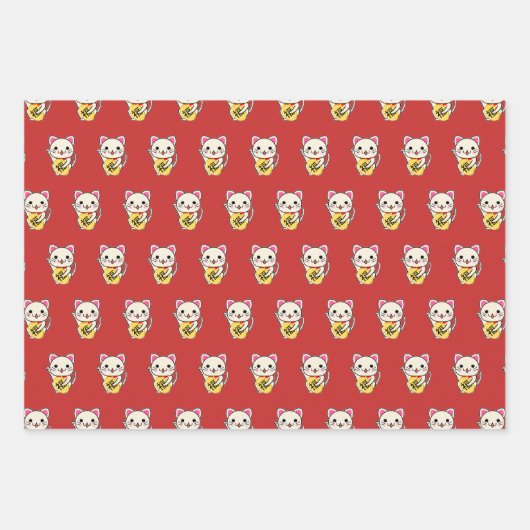 Maneki Neko - Lucky Cat Inpakpapier Vel (Voorkant 3)