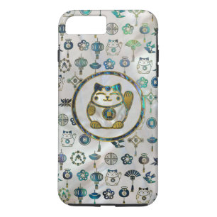 Maneki Neko Lucky cat op parels en op zeeoren Case-Mate iPhone Case