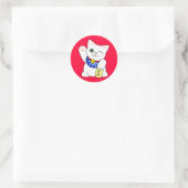 Maneki Neko Lucky Cat Ronde Sticker (Tas)