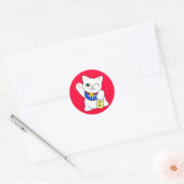 Maneki Neko Lucky Cat Ronde Sticker (Envelop)
