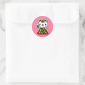 Maneki Neko (Lucky Cat) Ronde Sticker (Tas)