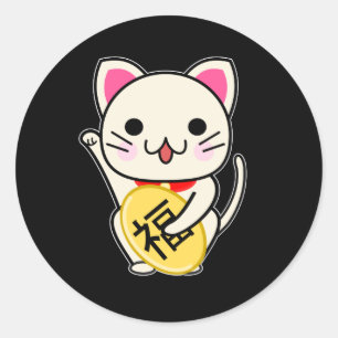 Maneki Neko - Lucky Cat Ronde Sticker