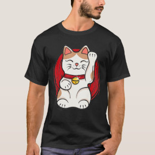 Maneki Neko Lucky Cat Statue Waving Japanse stijl T-shirt