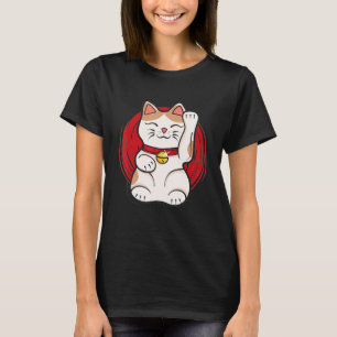 Maneki Neko Lucky Cat Statue Waving Japanse stijl T-shirt