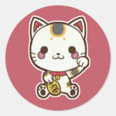 Maneki Neko (Lucky Cat) Sticker (Voorkant)