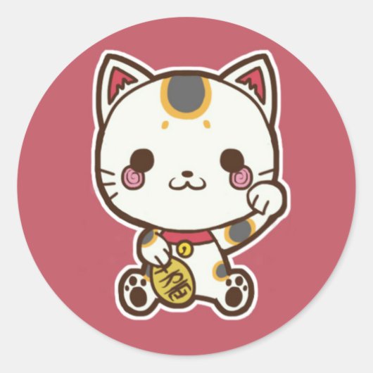 Maneki Neko (Lucky Cat) Sticker (Voorkant)