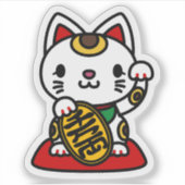 Maneki Neko (Lucky Cat) Sticker (Voorkant)