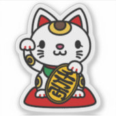 Maneki Neko (Lucky Cat) Sticker (Voorkant)