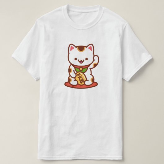 MANEKI-NEKO Lucky Cat T-Shirt - White (Design voorkant)