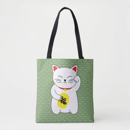 Maneki Neko Lucky Cat Tote Bag (Voorkant)