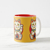 Maneki Neko - Lucky Cat Tweekleurige Koffiemok (Voorkant rechts)