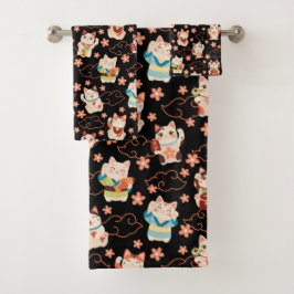 Maneki Neko Lucky Cats Badhanddoekenset Bad Handdoek