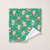 Maneki Neko Lucky Cats Bath Towel Set Bad Handdoek (Wasdoekje)