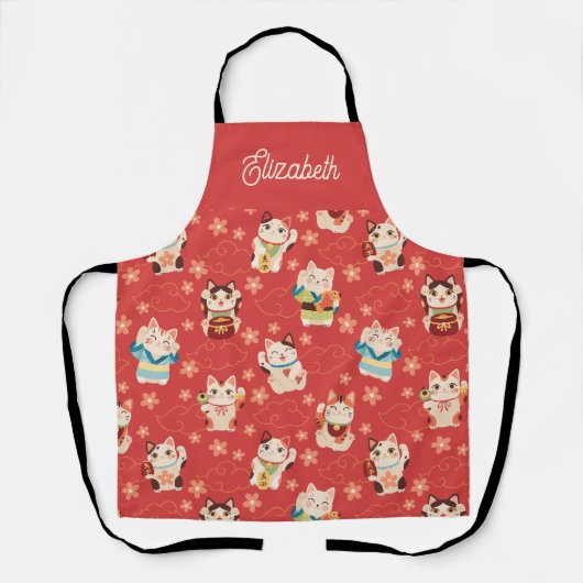 Maneki Neko Lucky Cats Gepersonaliseerd Schort (Voorkant)