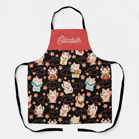 Maneki Neko Lucky Cats Gepersonaliseerd Schort (Voorkant)