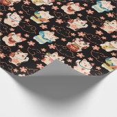 Maneki Neko Lucky Cats Patroon Cadeaupapier (Hoek)