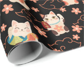 Maneki Neko Lucky Cats Patroon Cadeaupapier (Rol Hoek)