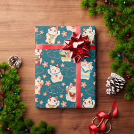 Maneki Neko Lucky Cats Patroon Cadeaupapier