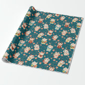 Maneki Neko Lucky Cats Patroon Cadeaupapier (Uitgerold)