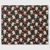 Maneki Neko Lucky Cats Pattern Cadeaupapier (Vlak)