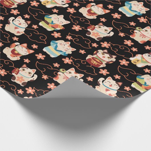 Maneki Neko Lucky Cats Pattern Cadeaupapier (Hoek)