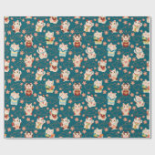 Maneki Neko Lucky Cats Pattern Cadeaupapier (Vlak)