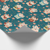 Maneki Neko Lucky Cats Pattern Cadeaupapier (Hoek)