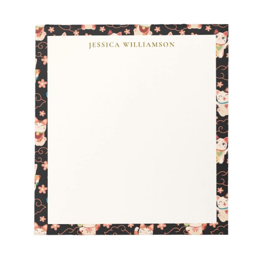 Maneki Neko Lucky Cats Personalized Name Notitieblok (Voorkant)