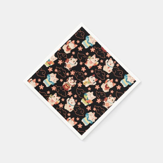 Maneki Neko Lucky Cats Personalized  Servet (Hoek)