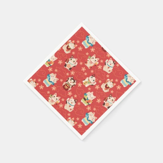 Maneki Neko Lucky Cats Personalized Servet (Hoek)