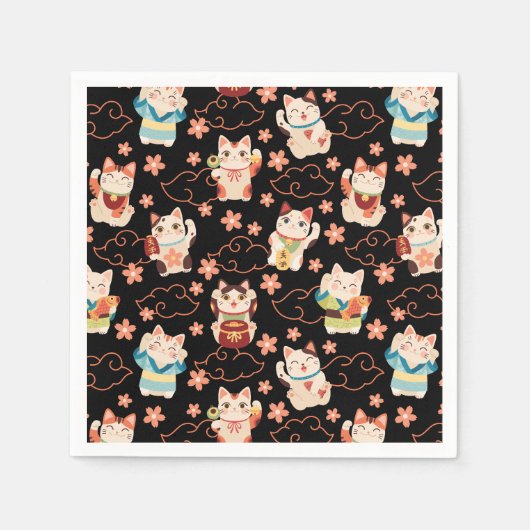 Maneki Neko Lucky Cats Persoonlijk Servet (Voorkant)