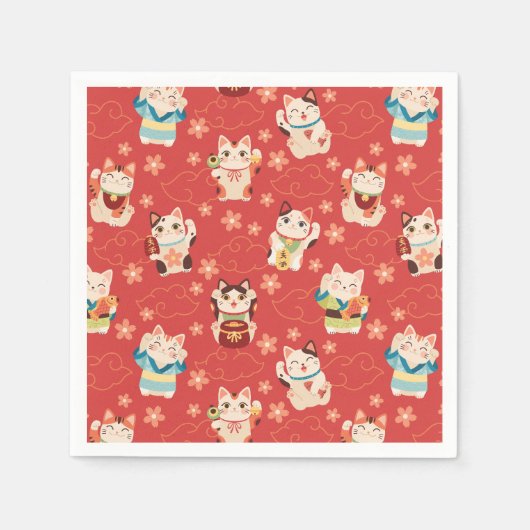 Maneki Neko Lucky Cats Persoonlijk Servet (Voorkant)