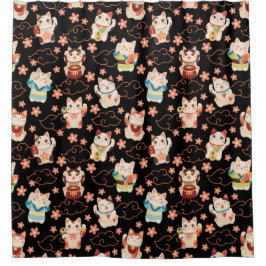 Maneki Neko Lucky Cats Shower Curtain Douchegordijn