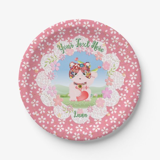 Maneki Neko Lucky Luna Party Paper Bord (Voorkant)