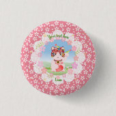 Maneki Neko Lucky Luna Ronde Button 3,2 Cm (Voorkant)