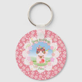 Maneki Neko Lucky Luna Round Sleutelhanger (Voorkant)