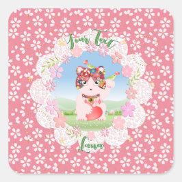 Maneki Neko Lucky Luna Vierkante Sticker