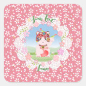 Maneki Neko Lucky Luna Vierkante Sticker (Voorkant)