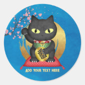 Maneki Neko Lucky Poilue Classic Ronde Sticker (Voorkant)