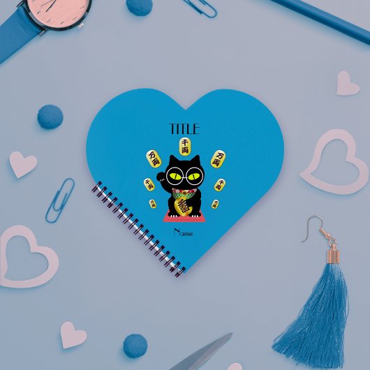 Maneki Neko Lucky Poilue Hart Vormig Spiraal Bound Notitieboek