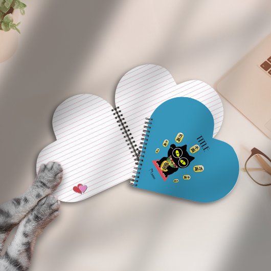 Maneki Neko Lucky Poilue Hart Vormig Spiraal Bound Notitieboek