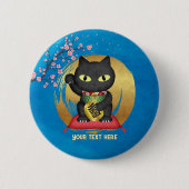 Maneki Neko Lucky Poilue Ronde Button 5,7 Cm (Voorkant)