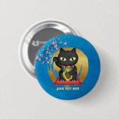Maneki Neko Lucky Poilue Ronde Button 5,7 Cm (Voorkant /achterkant)