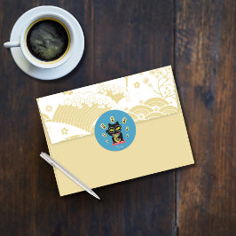 Maneki Neko Lucky Poilue Ronde Sticker