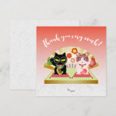 Maneki Neko Lucky Poiluna Flat Bedankkaart (Voorkant / Achterkant)